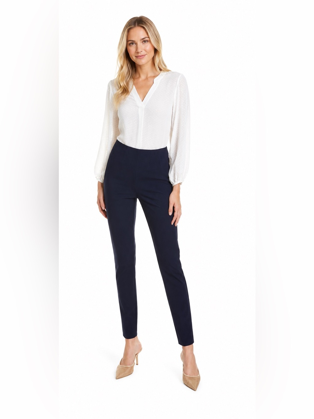 Rebecca Taylor Zoe Straight Leg Pant Size 8 Navy Blue Trousers